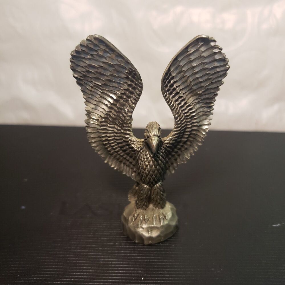 Vintage 1987 Pewter Miniature Eagle Raised Wings Highly Detailed 3" Figure #WWW